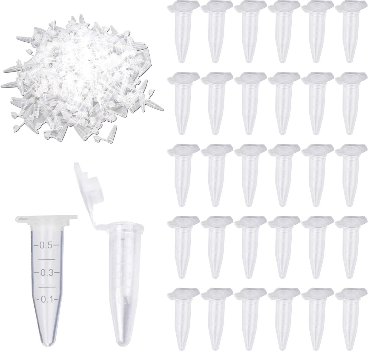 SolidKeus - Set van 500 Microcentrifuge Tubes, 1 ml, Transparant