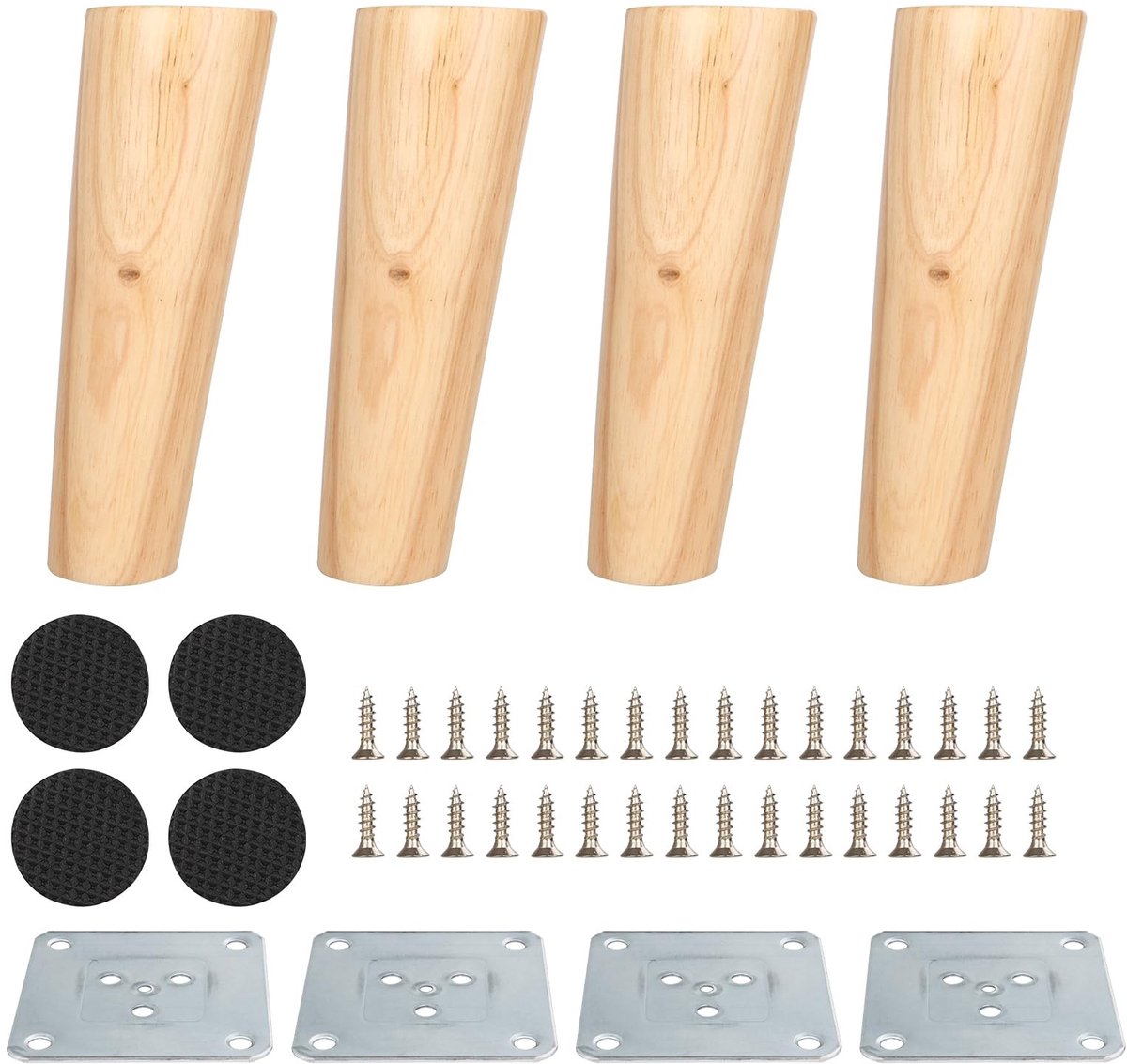 SolidKeus - Set van 4 Houten Meubelpoten voor Moderne Meubels