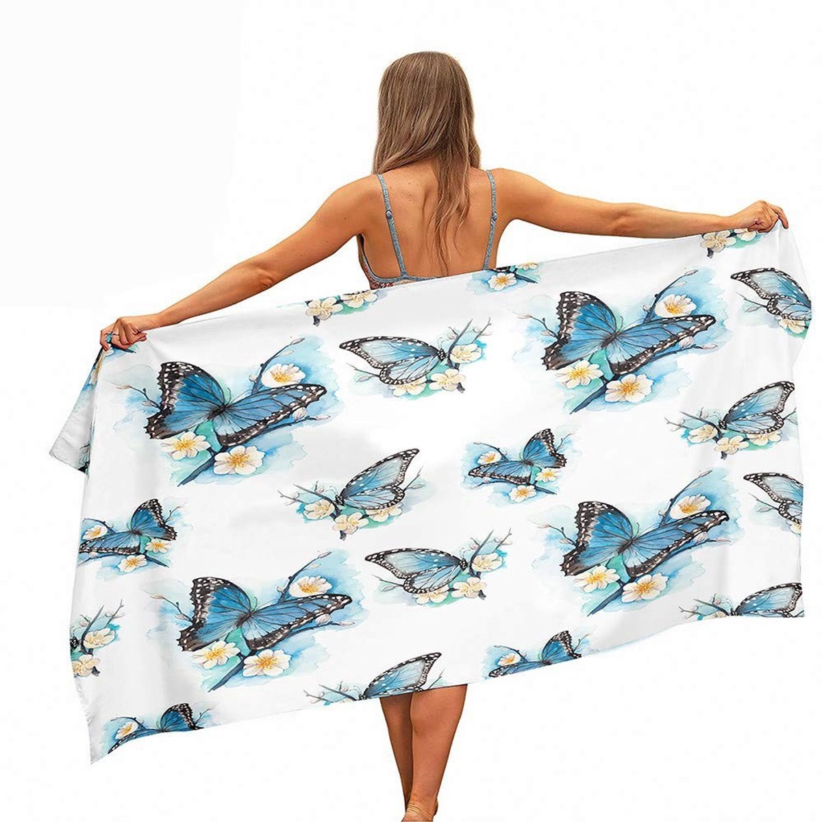SolidKeus - Grote Microfiber Strandhanddoek met Vlinderprint