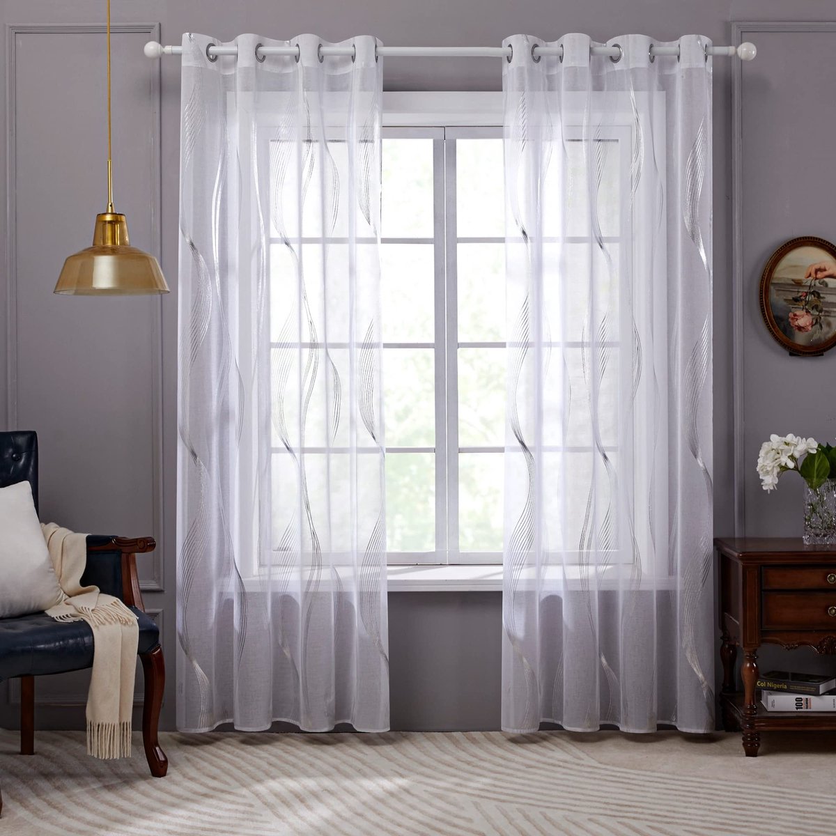 SolidKeus - Set van 2 Transparante Gordijnen met Ringen, Wit Voile 140x229 cm