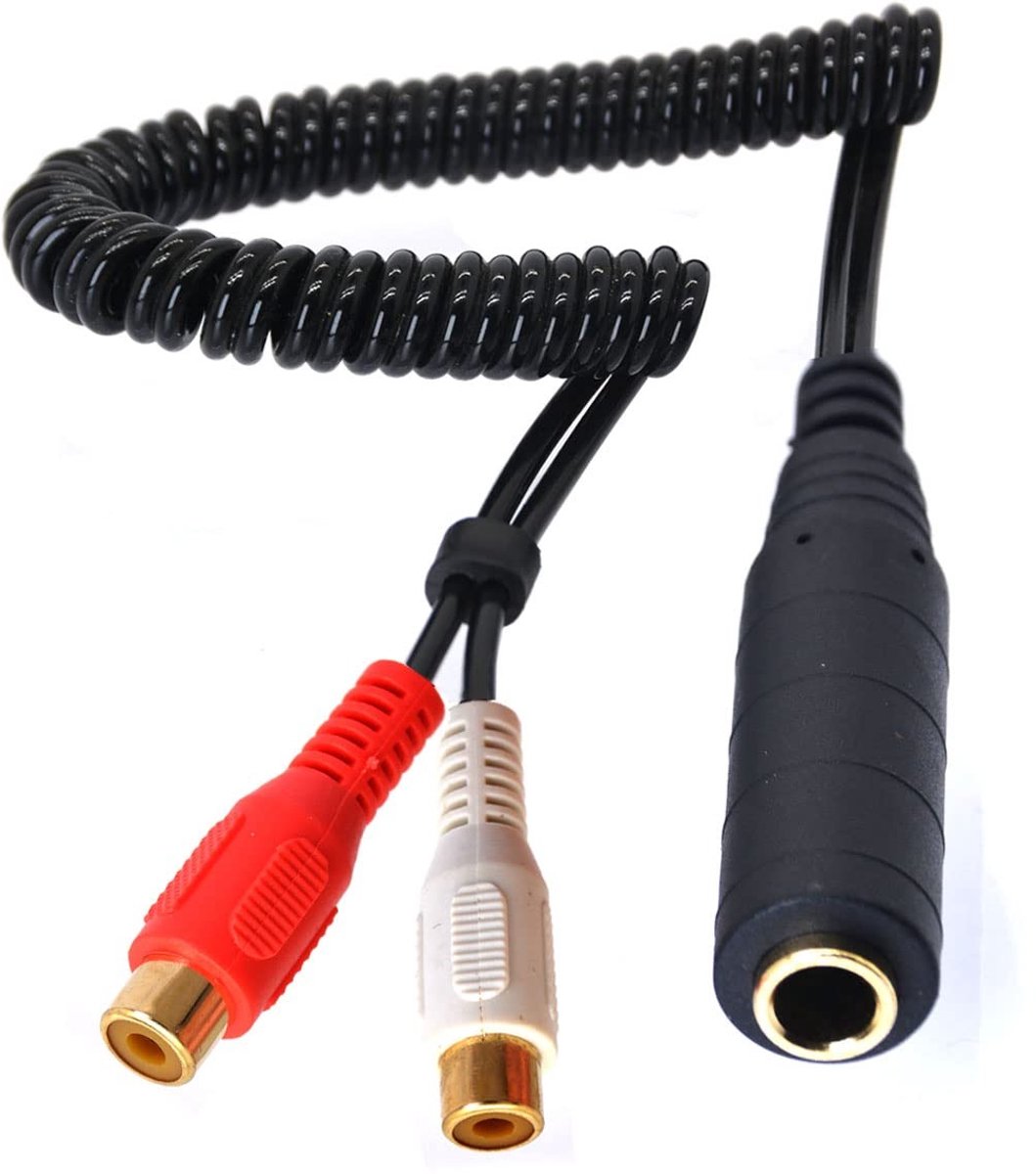 SolidKeus - Coiled 6.35mm naar 2 RCA Kabel Adapter