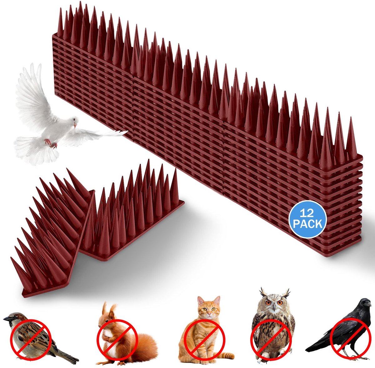 SolidKeus - 12 Stuks Diervriendelijke Vogelspikes voor Balkon en Tuin