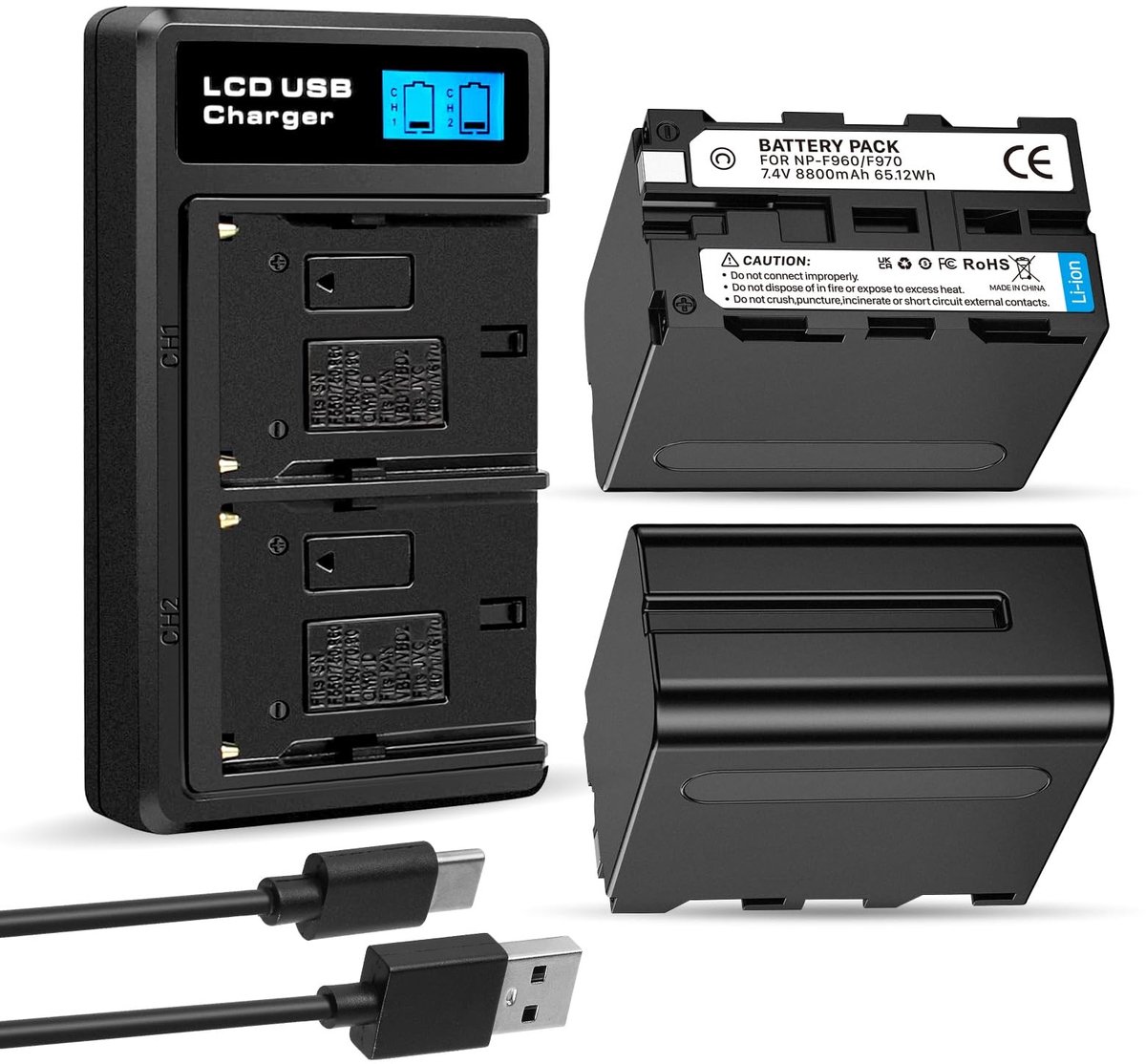 SolidKeus - Vervangbare Accu met USB Lader voor Diversen Camera's