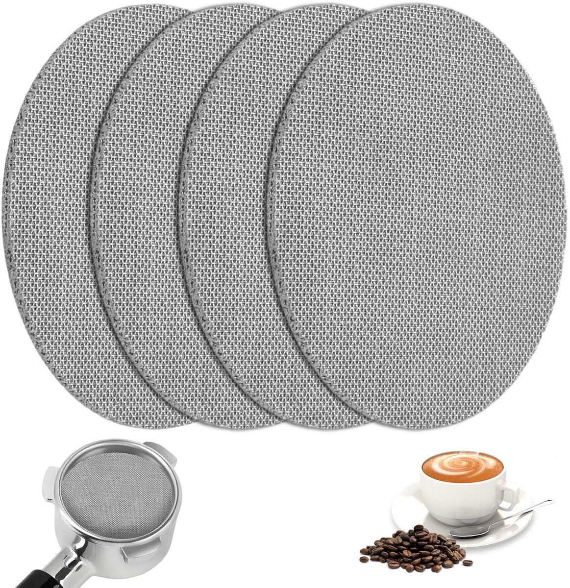SolidKeus - 4 Stuks RVS Espresso Puck Zeef voor Barista's