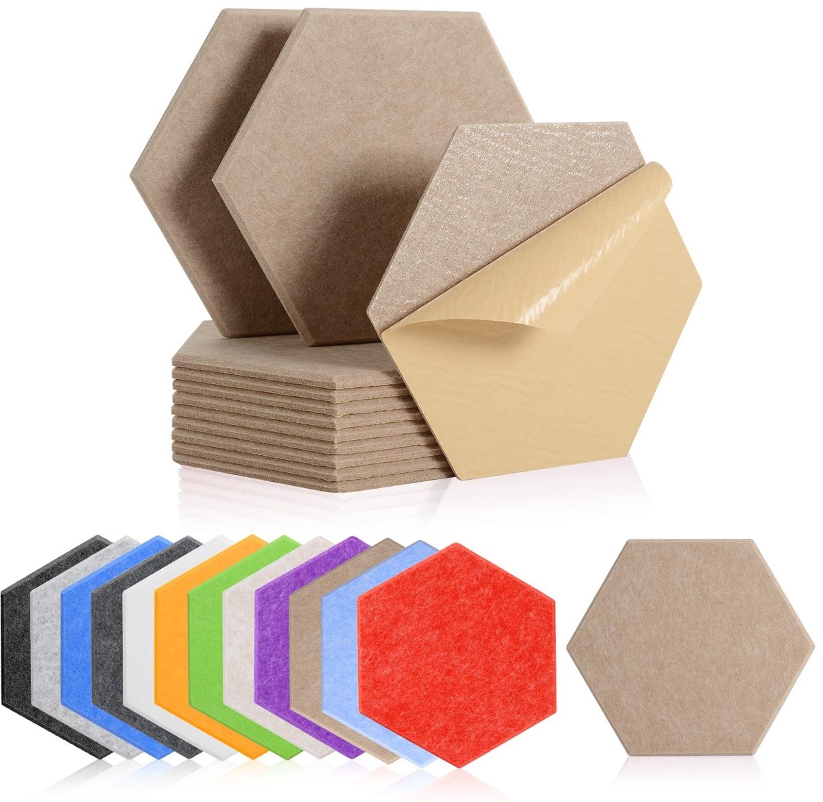 SolidKeus - 12 Stuks Zelfklevende Geluidsisolatiepanelen, Hexagonaal