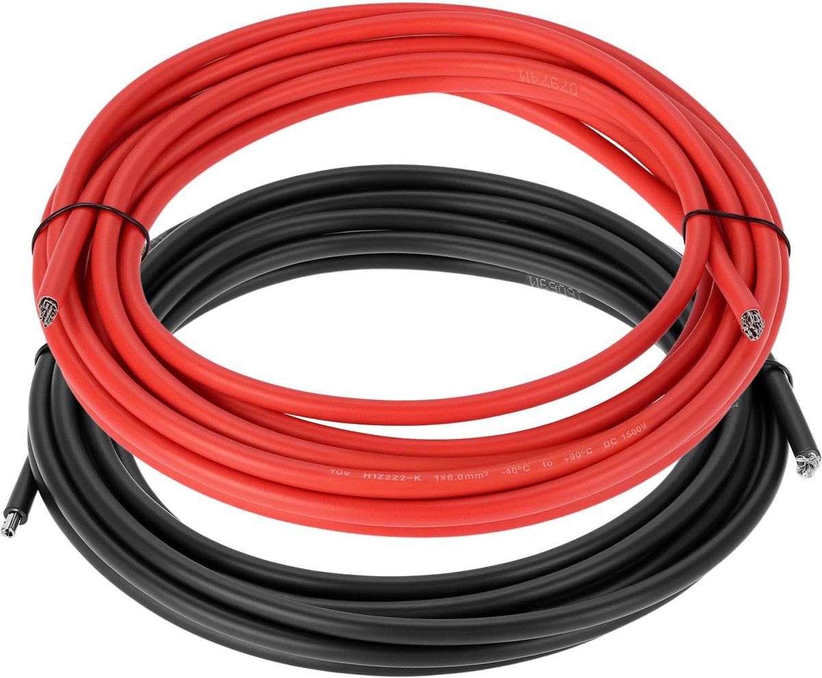 SolidKeus - 2 Stuks 6mm² Auto Kabelset 5m Rood en 5m Zwart
