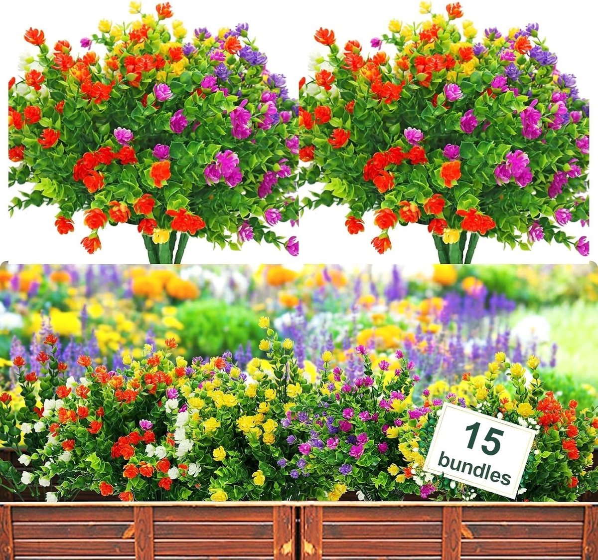 SolidKeus - 15 Bundels Kunstbloemen voor Buiten Decoratie
