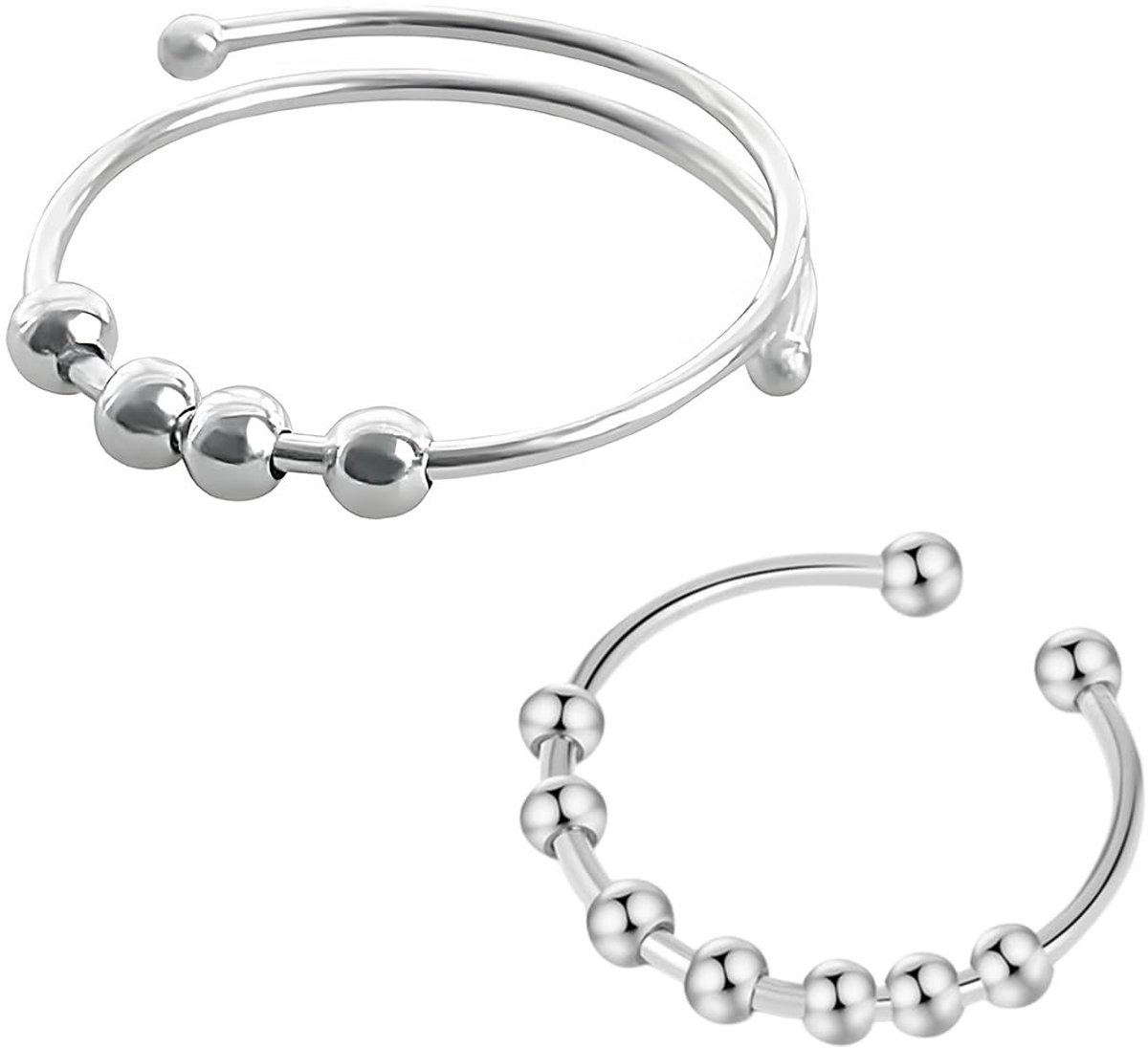 SolidKeus - Set van 2 Anti-Stress Ringen voor Vrouwen met Parels