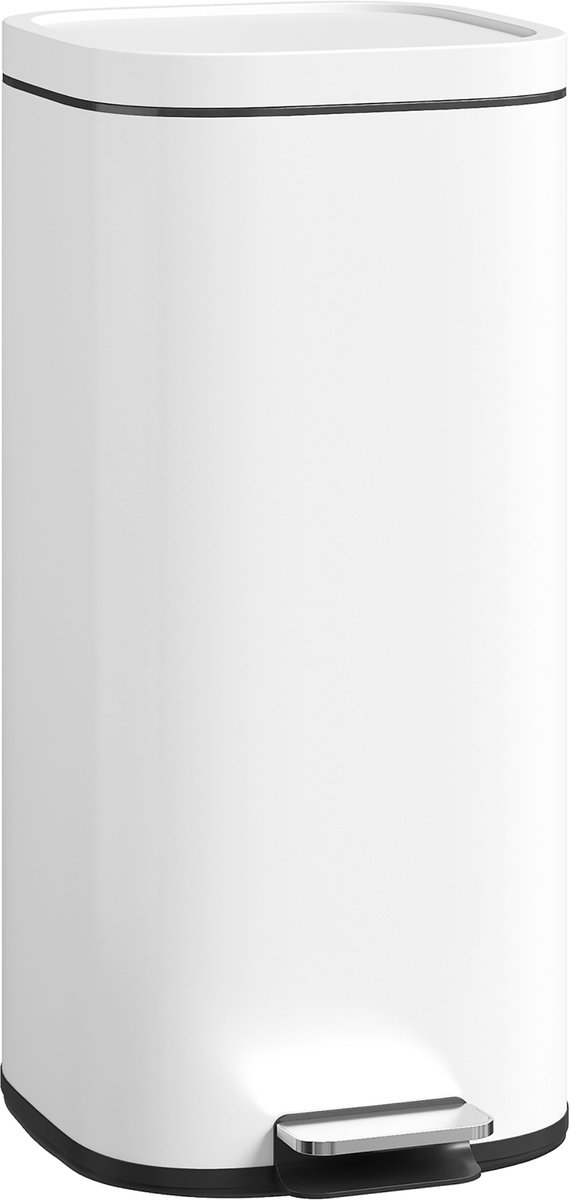 HOMCOM Trash Can-Metall, Kunststoff-36 x 29 x 59,5 cm-Weiß