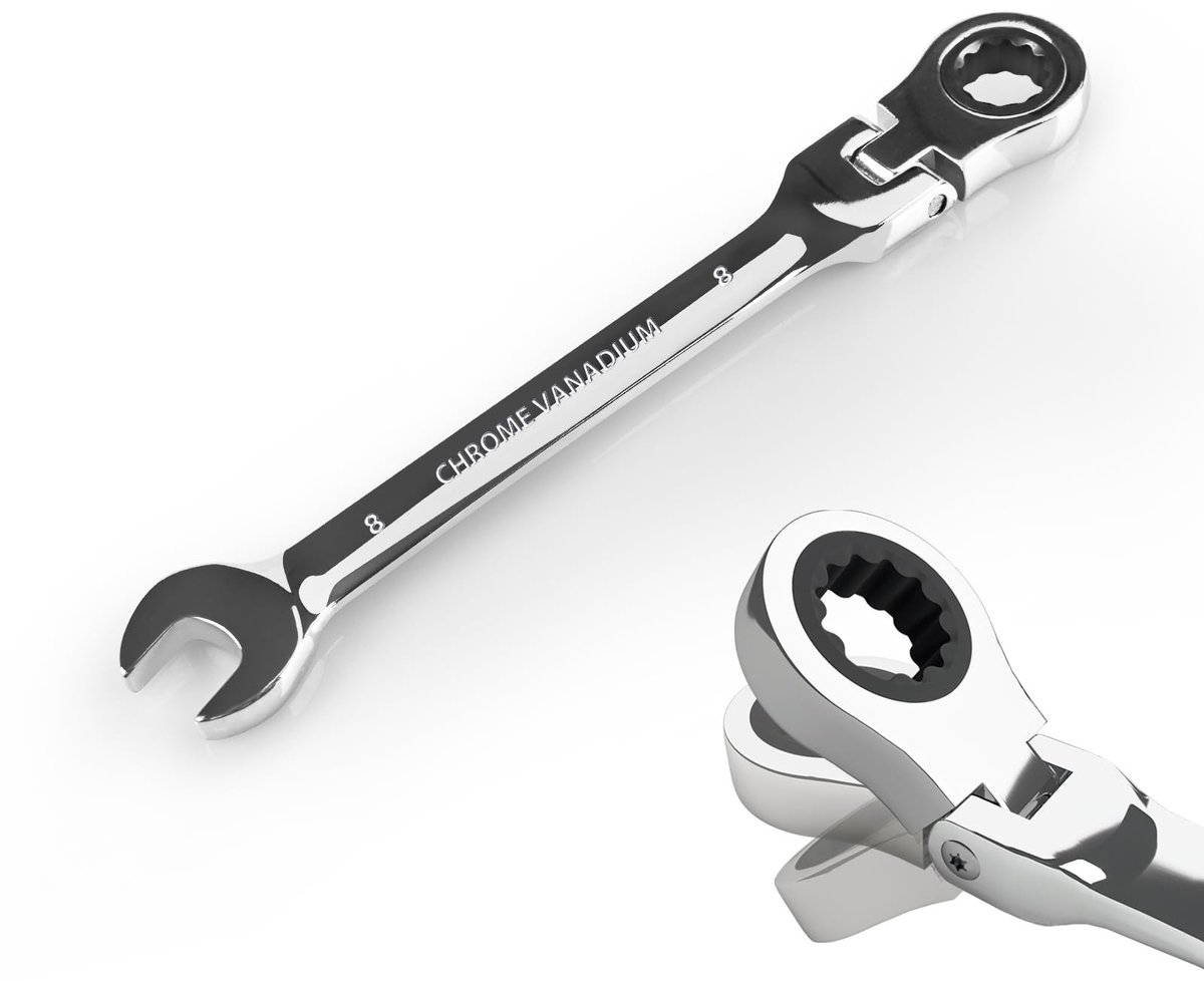SolidKeus - 8mm Flexibele Head Ratchet Wrench met 72-Tand