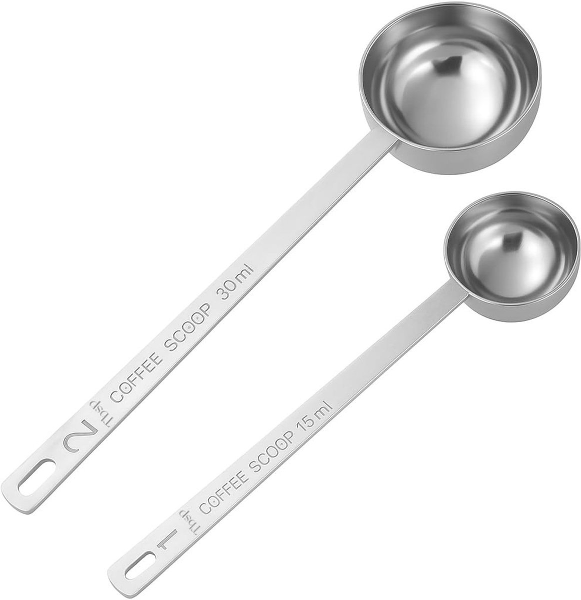SolidKeus - Set van 2 Roestvrijstalen Koffielepels 15ml en 30ml