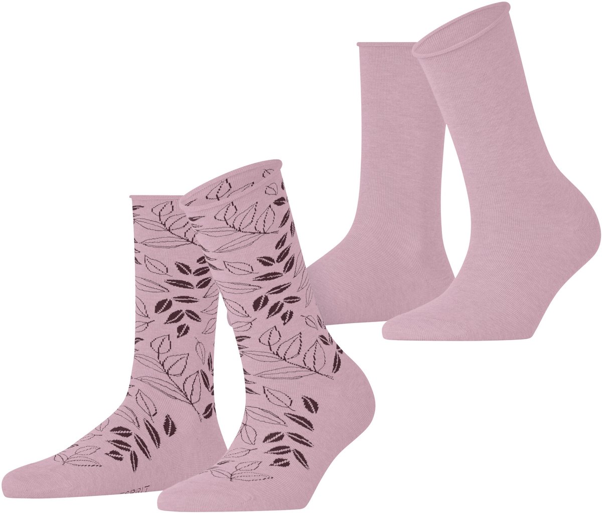 Esprit Frosted Garden 2 Pack gedessineerd katoen multipack sokken dames roze - maat 39-42