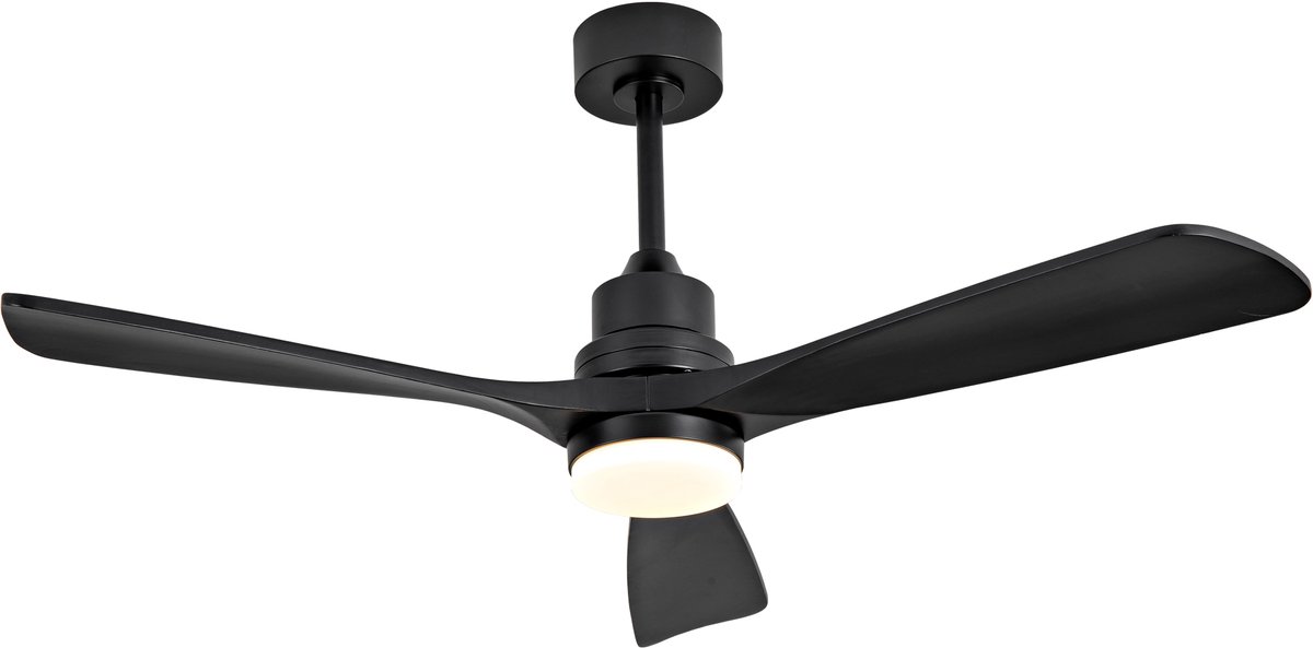 COVREO Plafondventilator 132 cm zwart, 3 bladen, led, afstandsbediening