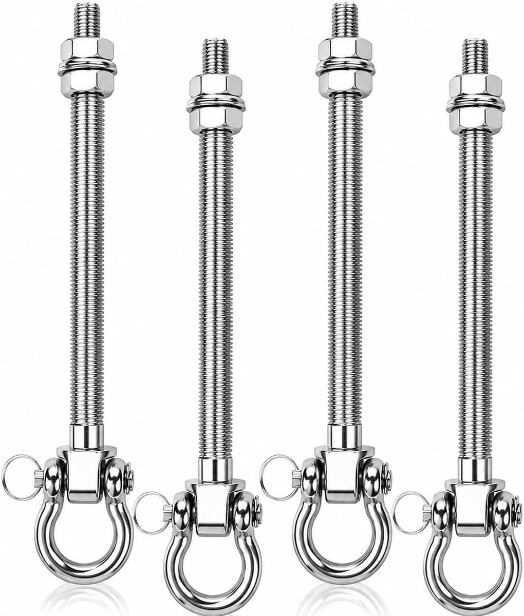 4 schommelhaken - montagebalken - met lager 304 roestvrijstalen schommelhaken - hangmatbevestiging houten balken - zware 180° draaibare hangers voor houten balken en betonnen plafonds - speelplaats