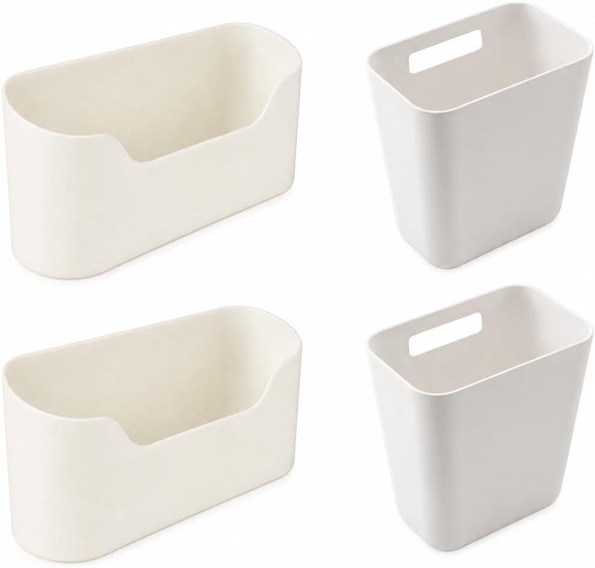 4 stuks zelfklevende wandgemonteerde opbergdozen inclusief 4 zelfklevende haken, badkamerorganizer, keukenkastdeur, opbergdoos, voor kast, badkamer, kleine voorwerpen, organizer, wit