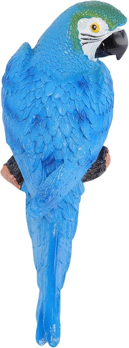 Sculptuur Wanddecoratie, Groen Links Hars Papegaai Beelden Boom Hangende Vogel Landschap Ornament Hangende Decor voor Tuin Binnenplaats Buiten (Links blauw)