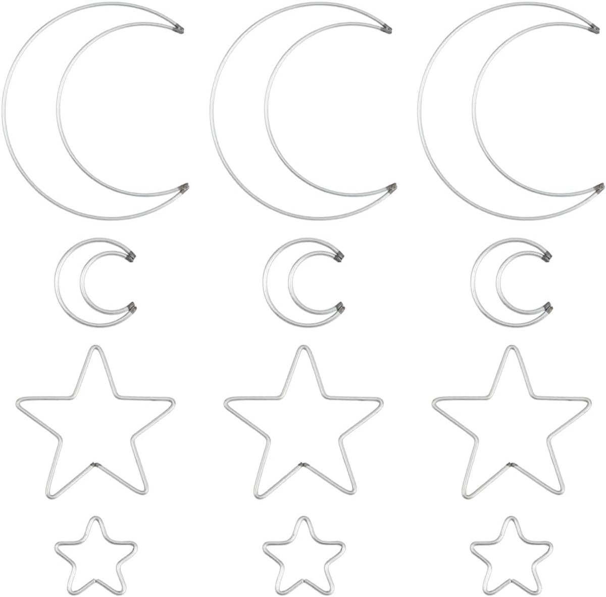 4 Stijlen 20 Stks Maan en Ster Dream Catcher Ringen Metalen Macramé Hoops Bulk 5 Inch Zilver Ijzer Gladde Catcher Ringen voor DIY Ambachten Bruiloft Kerstkrans Muur Opknoping Decoraties