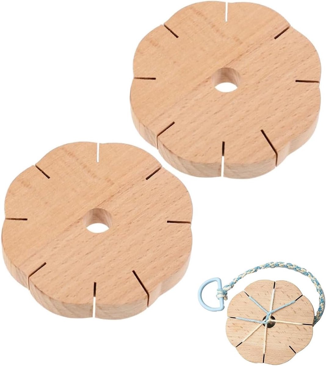 Houten weeflijst voor armbanden, set van 2, antislip en precisiegroeven, voor doe-het-zelf vriendschapsarmbanden. Voorkomt strakke knopen en maakt moeiteloos gelijkmatig vlechten mogelijk