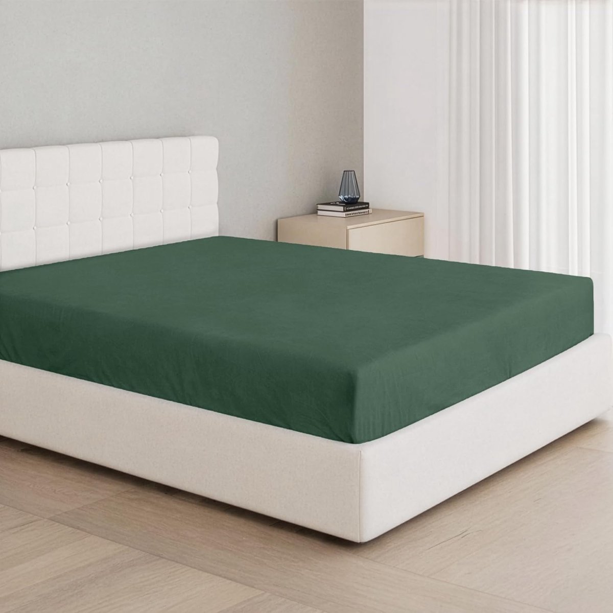 Hoeslaken 90x190 / 90x200 Katoen, Stretch Jersey, 25 cm Zak, Geschikt voor Matrassen tot 22 cm, Oeko-Tex Gecertificeerd, Hypoallergeen - Eendengroen
