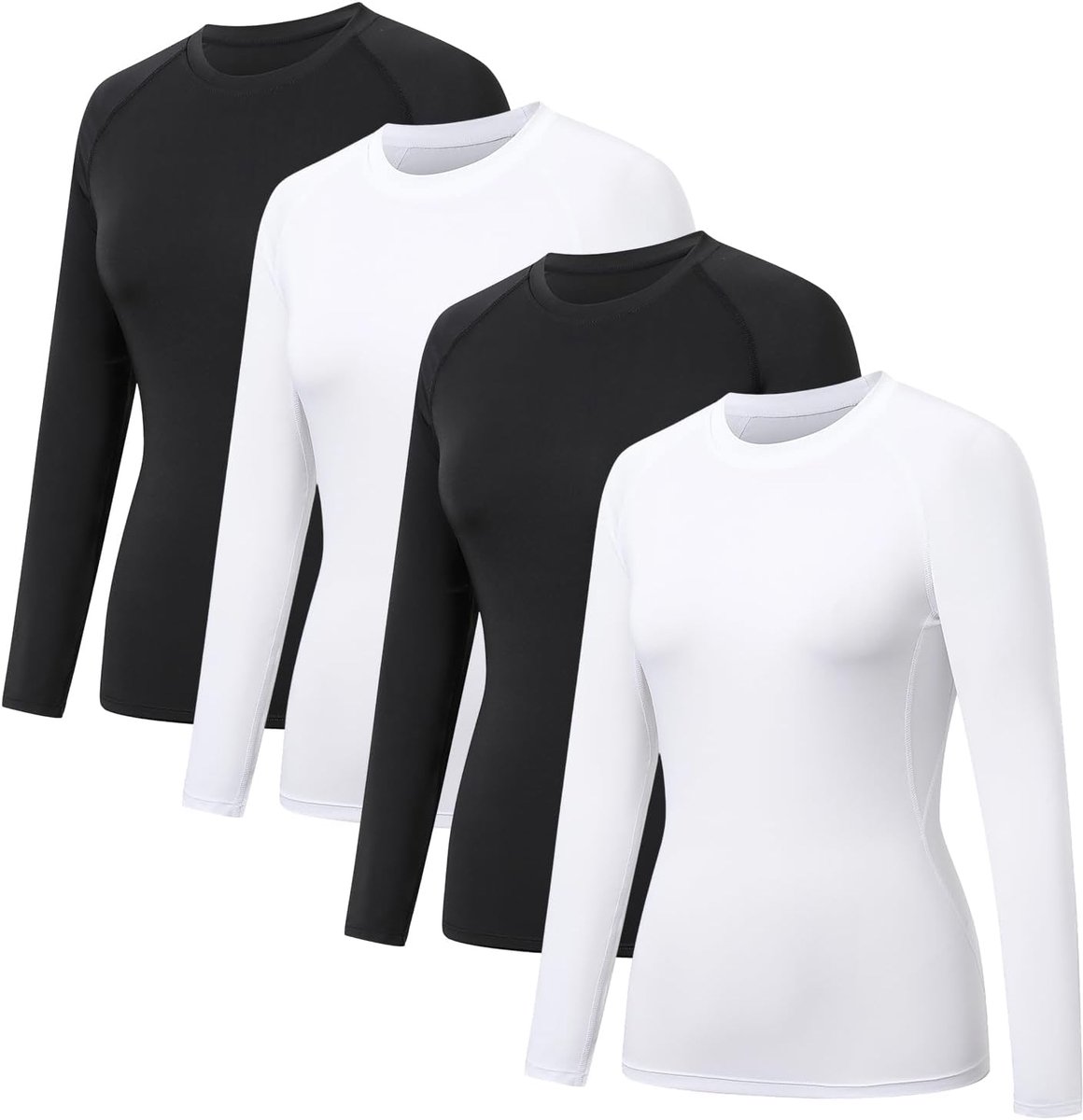 4 Pack Compressie Shirt Lange Mouw Workout Tops Sneldrogende Baselayer Atletische T-shirt Gym Yoga Running