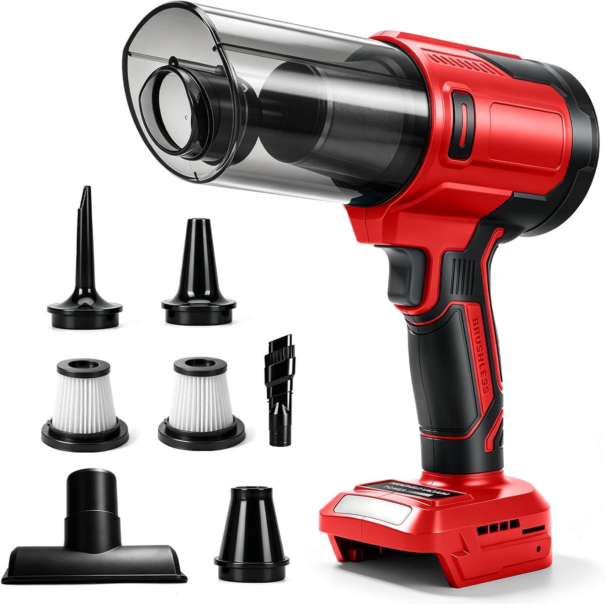 Compatibel met Milwaukee 18 V accu borstelloze motor 100 W | 3 HEPA-filters inbegrepen, 10 kPa zuigkracht, licht zuigapparaat voor auto's, banken, tapijten en huishouden (zonder accu)