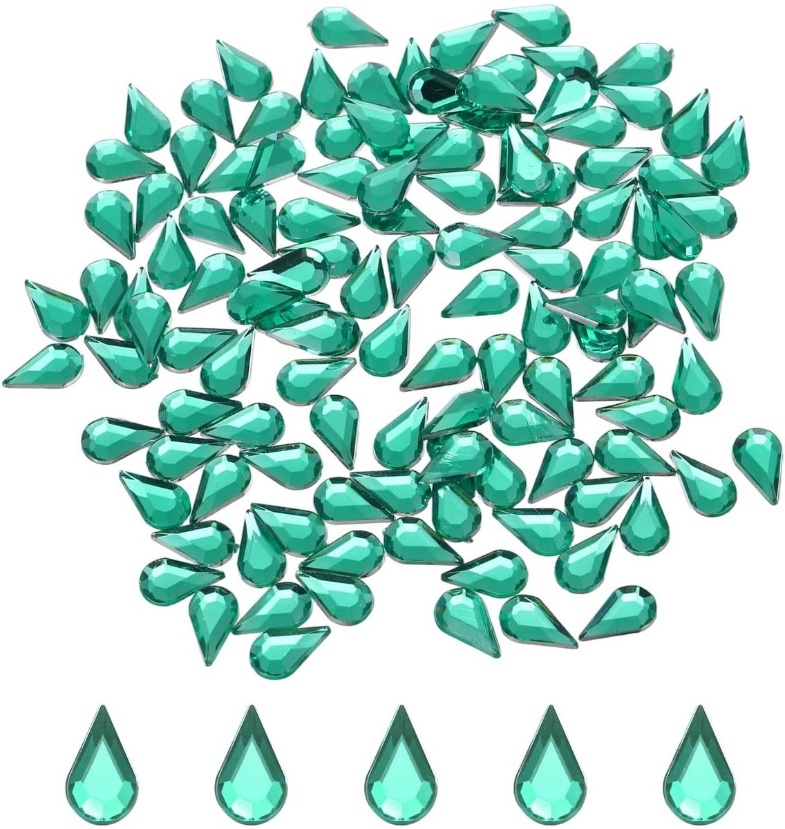 200 stuks acryl strass-steentjes met platte achterkant, 6 x 10 mm, kunststrassteentjes voor doe-het-zelf knutselen, kralen, bruiloft, feest, gezichtsbeschildering, sieraden maken, zeeblauw