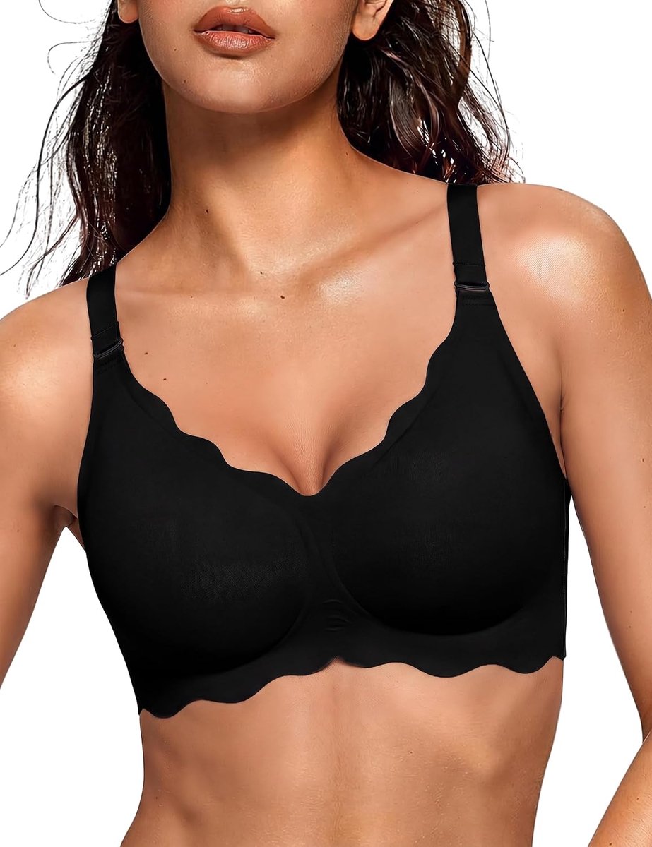 Beha zonder beugel dames Jelly Bra naadloze bralette V-hals push-up golvende rand ademend zomer zacht comfort ondergoed voor grote borsten sterke grip