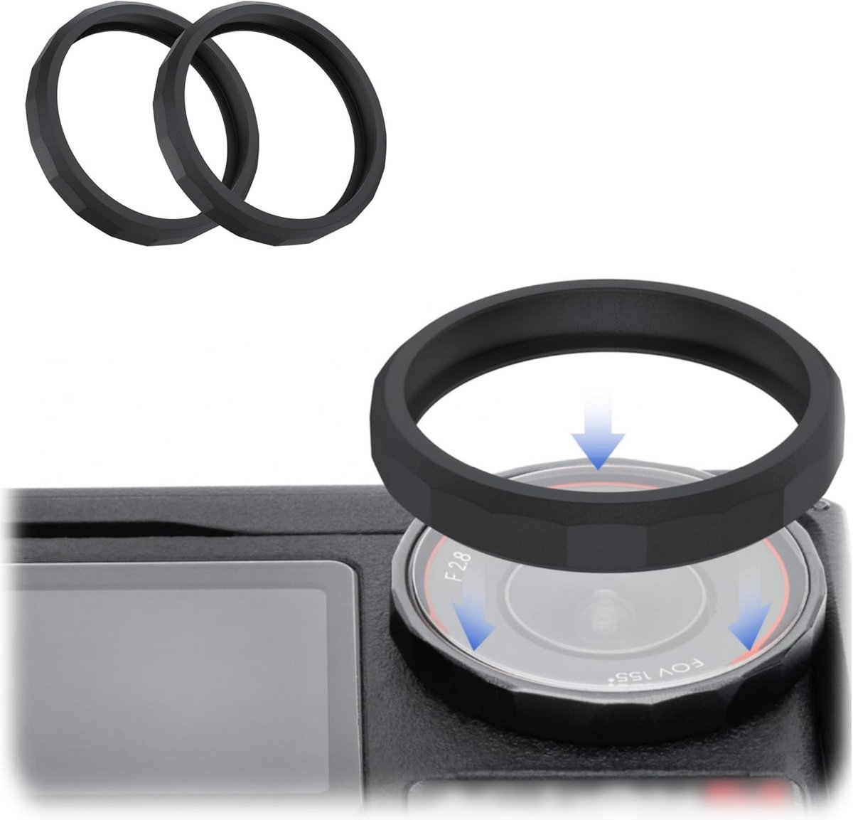 2 stuks siliconen Osmo Action 5 Pro 4 3 lensring, beschermhoes ring compatibel met DJI Osmo Action 5 Pro/4/3 siliconen lensdop, Action5 Adventure Combo-accessoires beschermen tegen stoten en krassen
