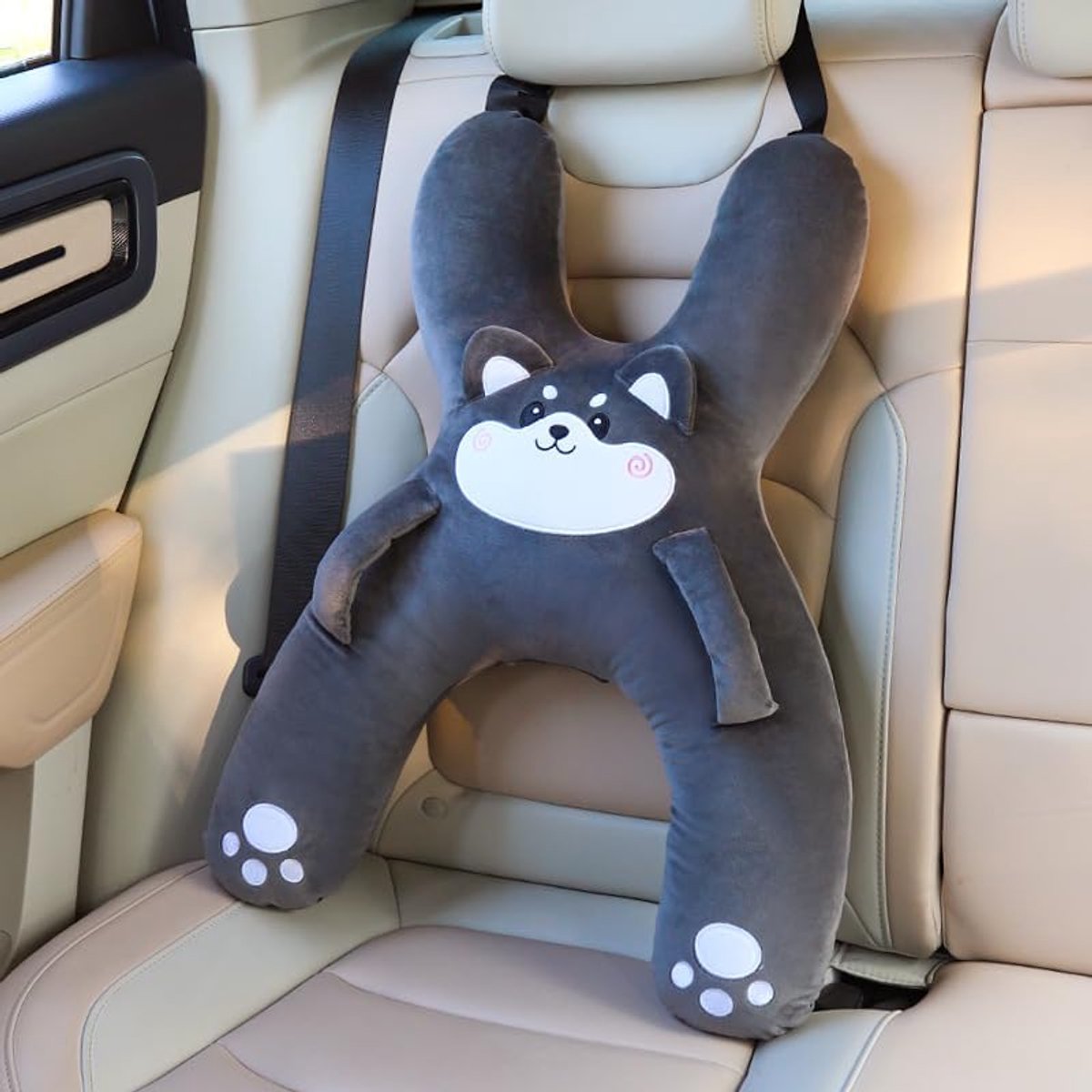 Casalora – Reiskussens en slaapmatjes voor peuters – Slaapkussens voor lange autoritten – Slaapkussens voor kinderen in de auto – Pluche baby + PP-katoen – H-vormig ontwerp – Hoofdsteun – Verstelbare gesp – Bevestiging met autogordel – Universeel