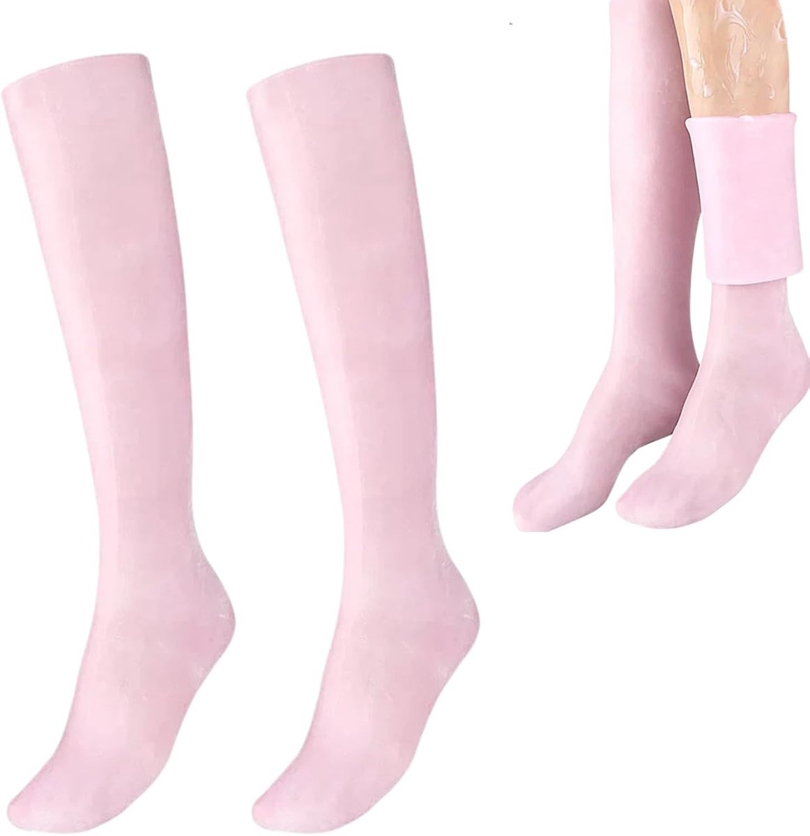Vochtinbrengende Sokken, Siliconen Vochtinbrengende Sok Exfoliërende Spa Voetverzorgingsokken Gebarsten Hiel Droge Voetenbehandeling voor Dames, Roze
