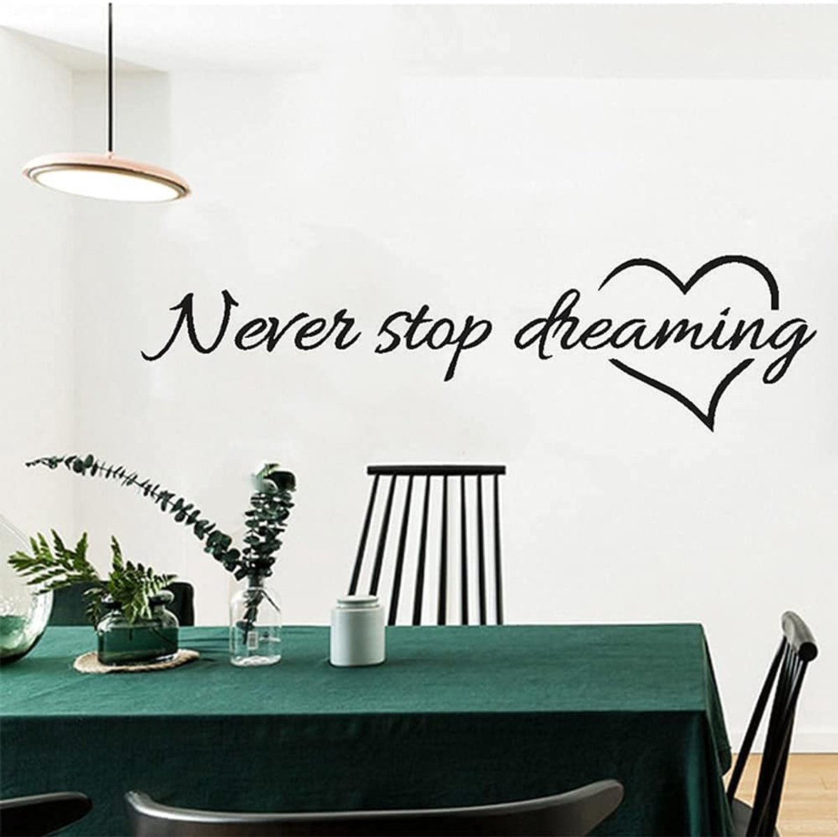 Muursticker citaat nooit stoppen te dromen doe-het-zelf kunst wandtattoo voor wooncultuur woonkamer