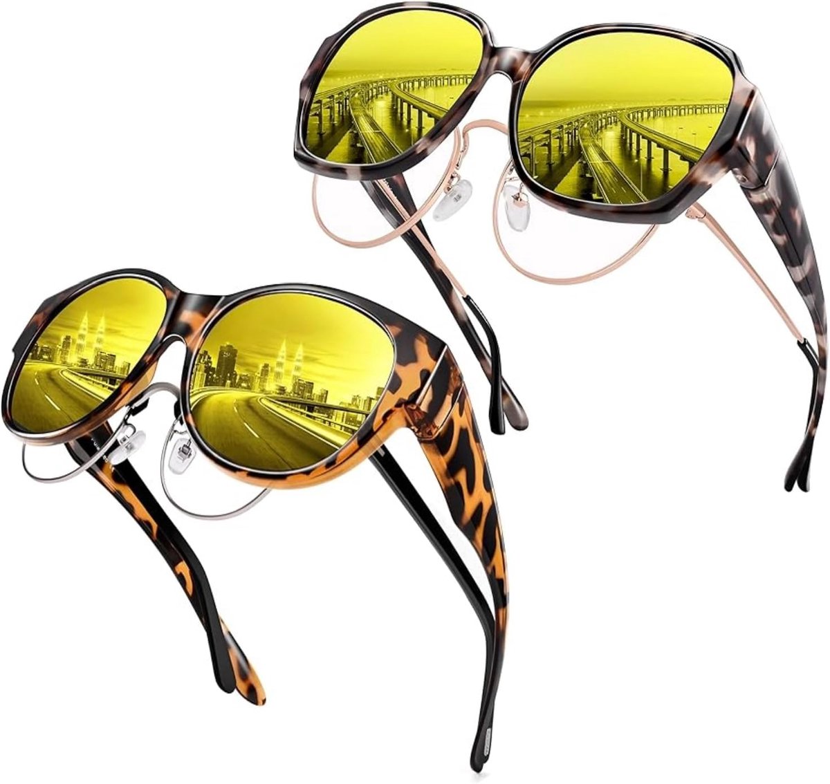 Guida Notturna Polarizzati, Sovraocchiali da Sole Polarizzati, Antiriflesso Night Vision Goggle, uv-bescherming, leggeri en elegant, Adatti voor begeleiding en opening, uniseks