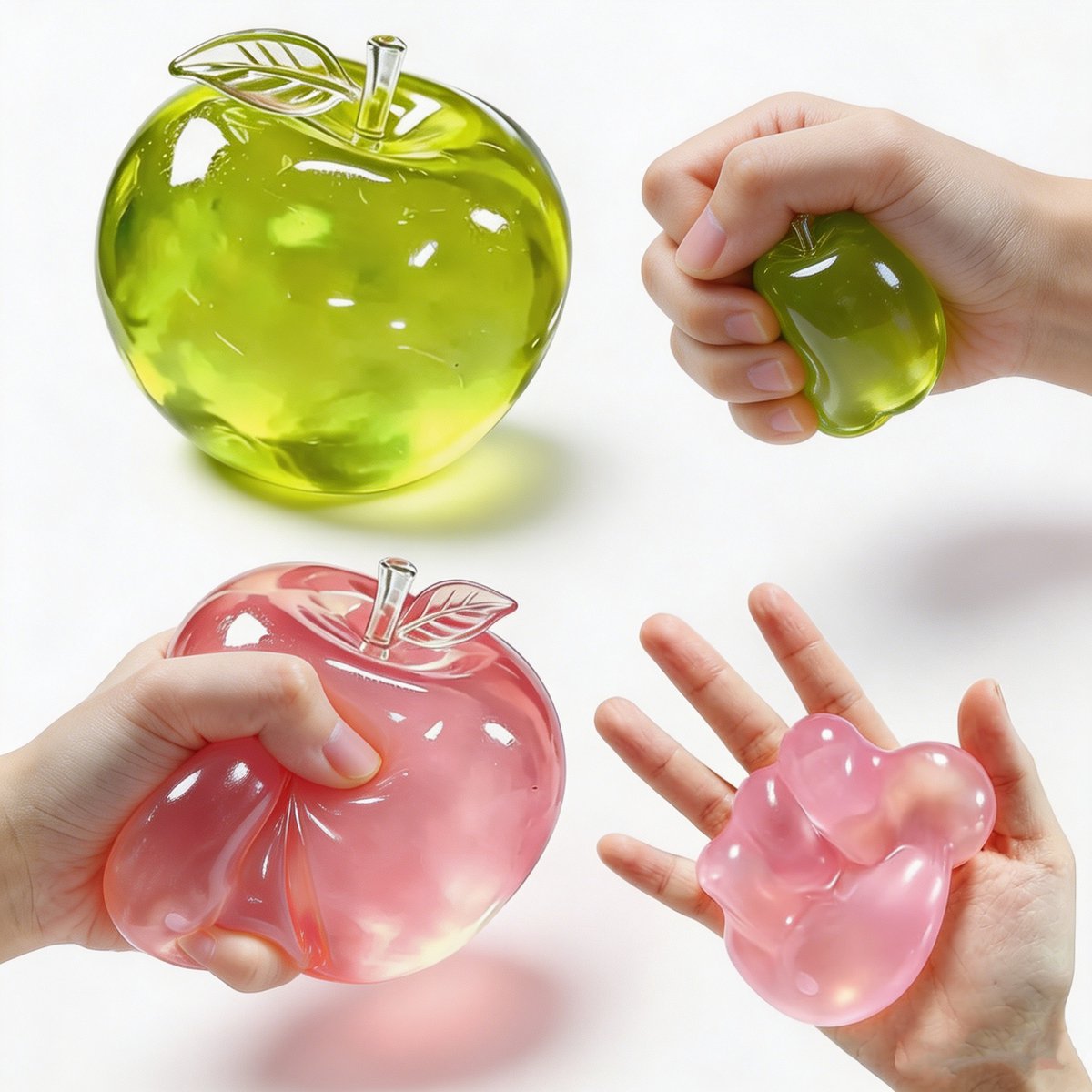 casalora - 2 Stuks Appel Squishy Knijpspeelgoed Sensorisch Speelgoed Stress Speelgoed - Slow Rising Fidget Toy - ASMR Anti Stress Bal - ADHD & Autisme Speelgoed voor Kinderen en Volwassenen