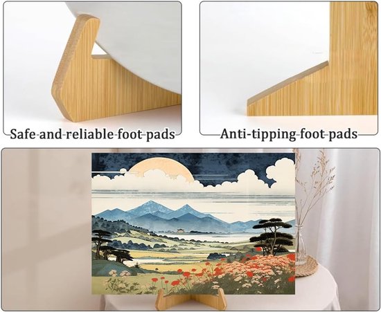 Bordenstandaard voor standaard, 2 stuks 6 inch bordenhouder, houten tafelstandaard, mini-tafelstandaard, decoratieve tafelstandaard, fotolijst, standaard, voor borden, boeken, plaques, foto's — afbeelding 4