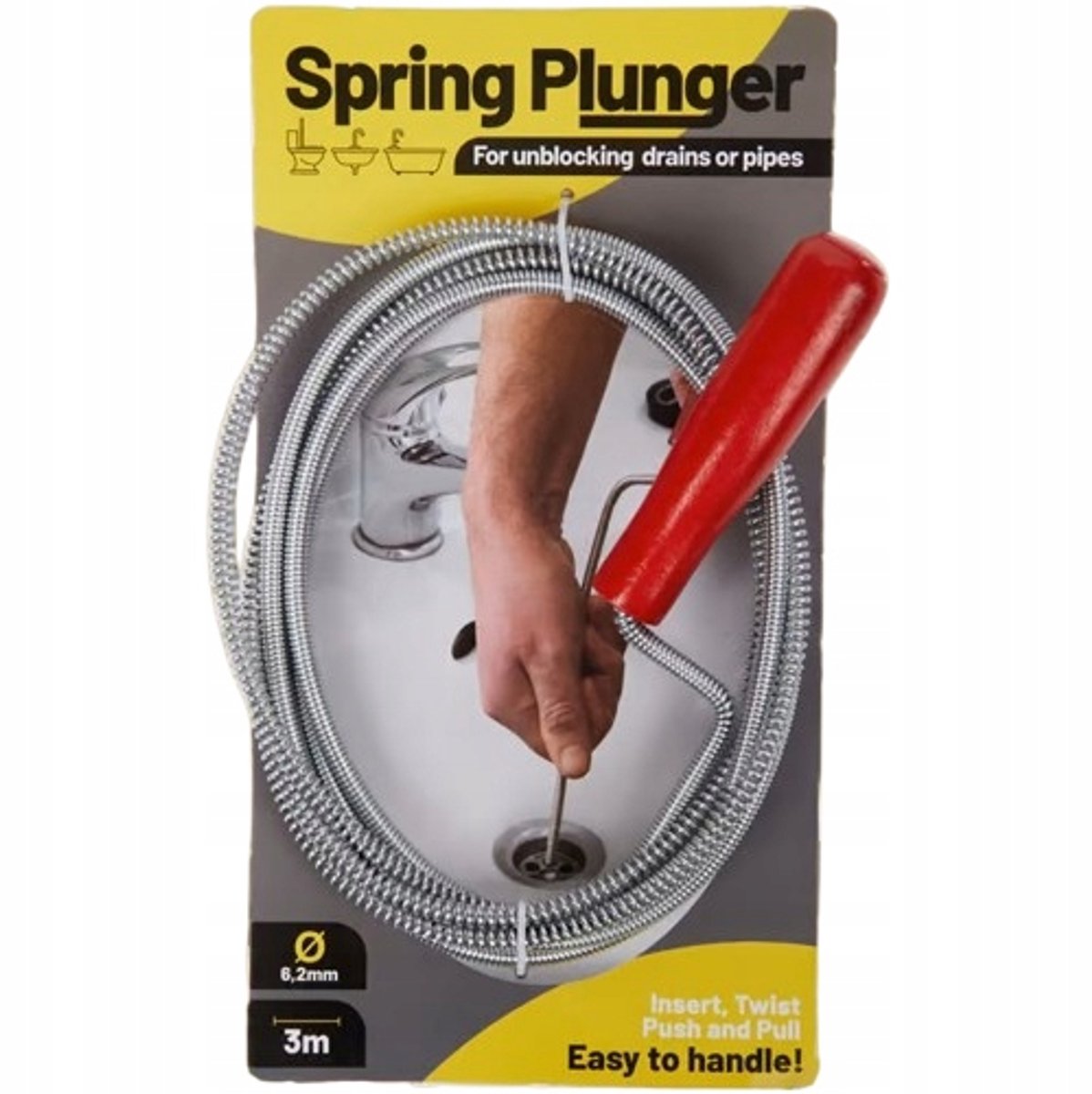 Riolering ontstoppingsspiraal 3m x 6,2mm