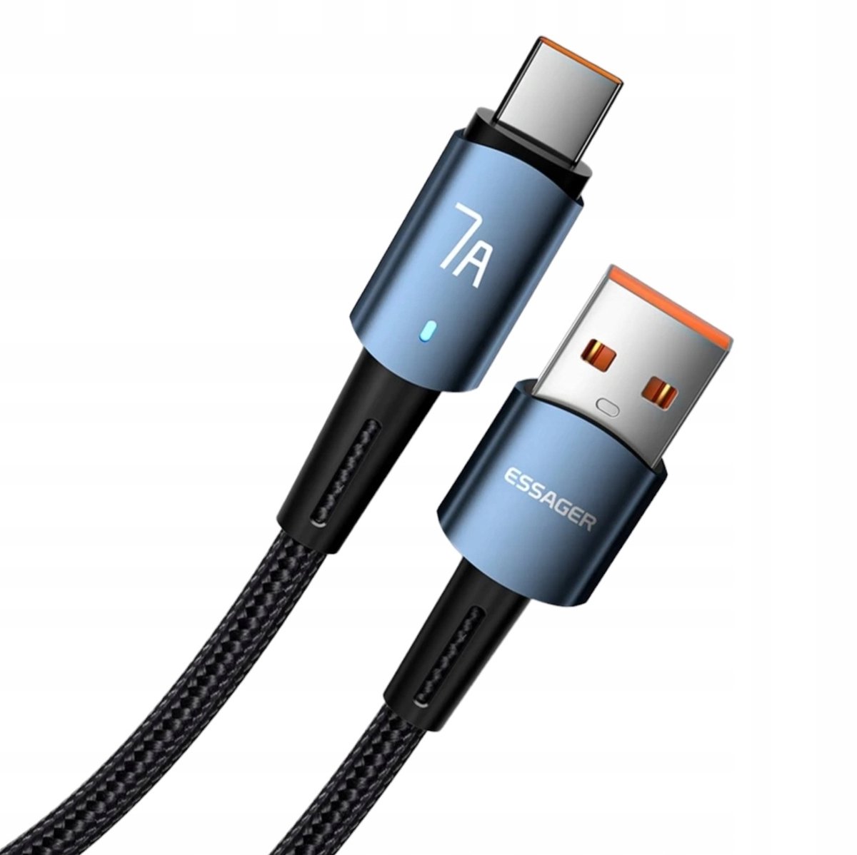 Merkloos USB-A naar USB-C Kabel 1m 100W 7A Snel Laden Blauw