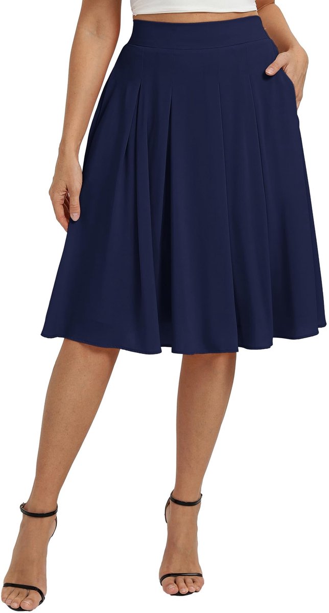 SolidKeus - Elegante Midi Rok met Hoge Taille en Pockets