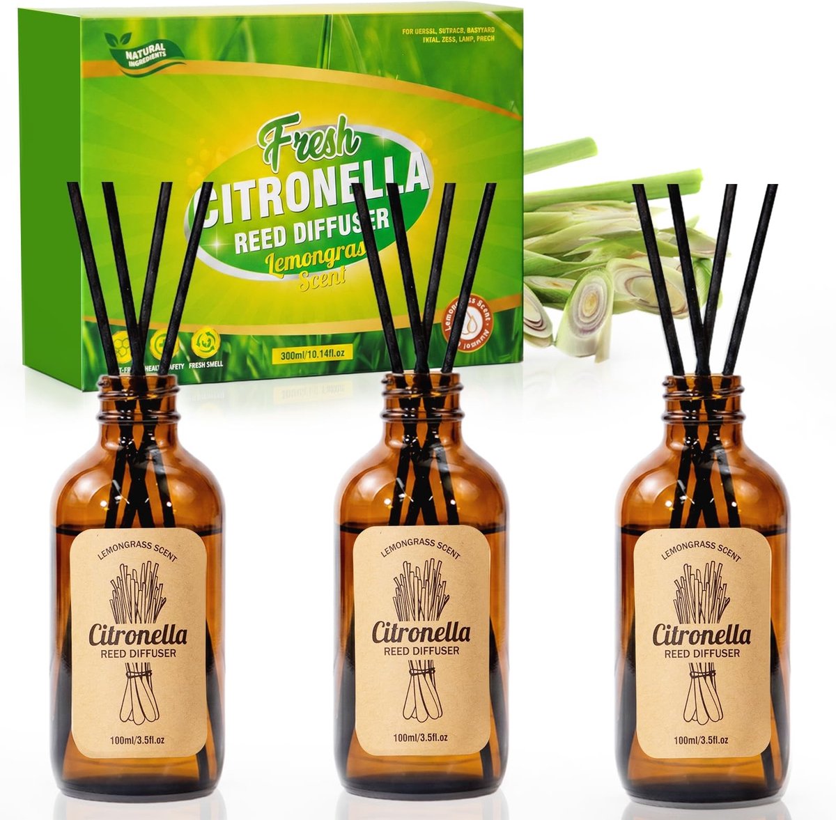 SolidKeus - Kamerg geurset met Geurstokjes Citronella 3 x 100ml