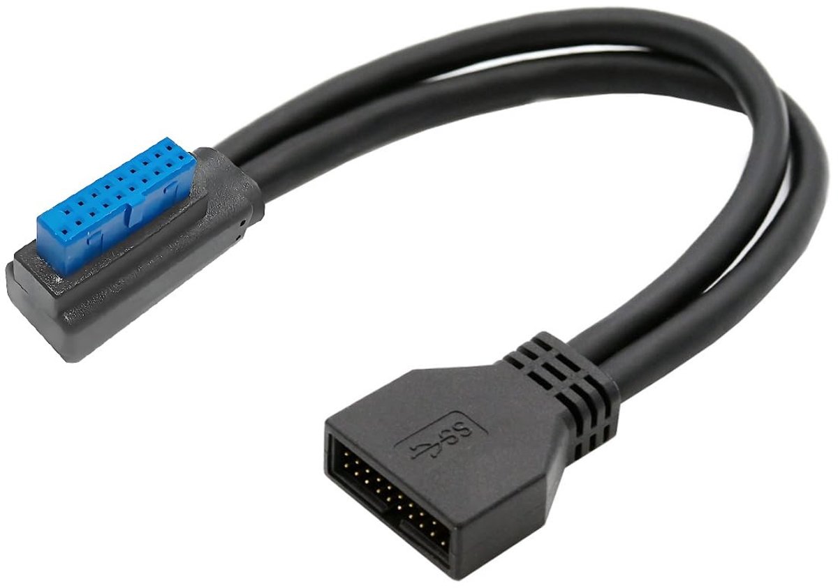SolidKeus - USB 3.0 20 Pin naar 19 Pin Verlengkabel met Hoekconnector