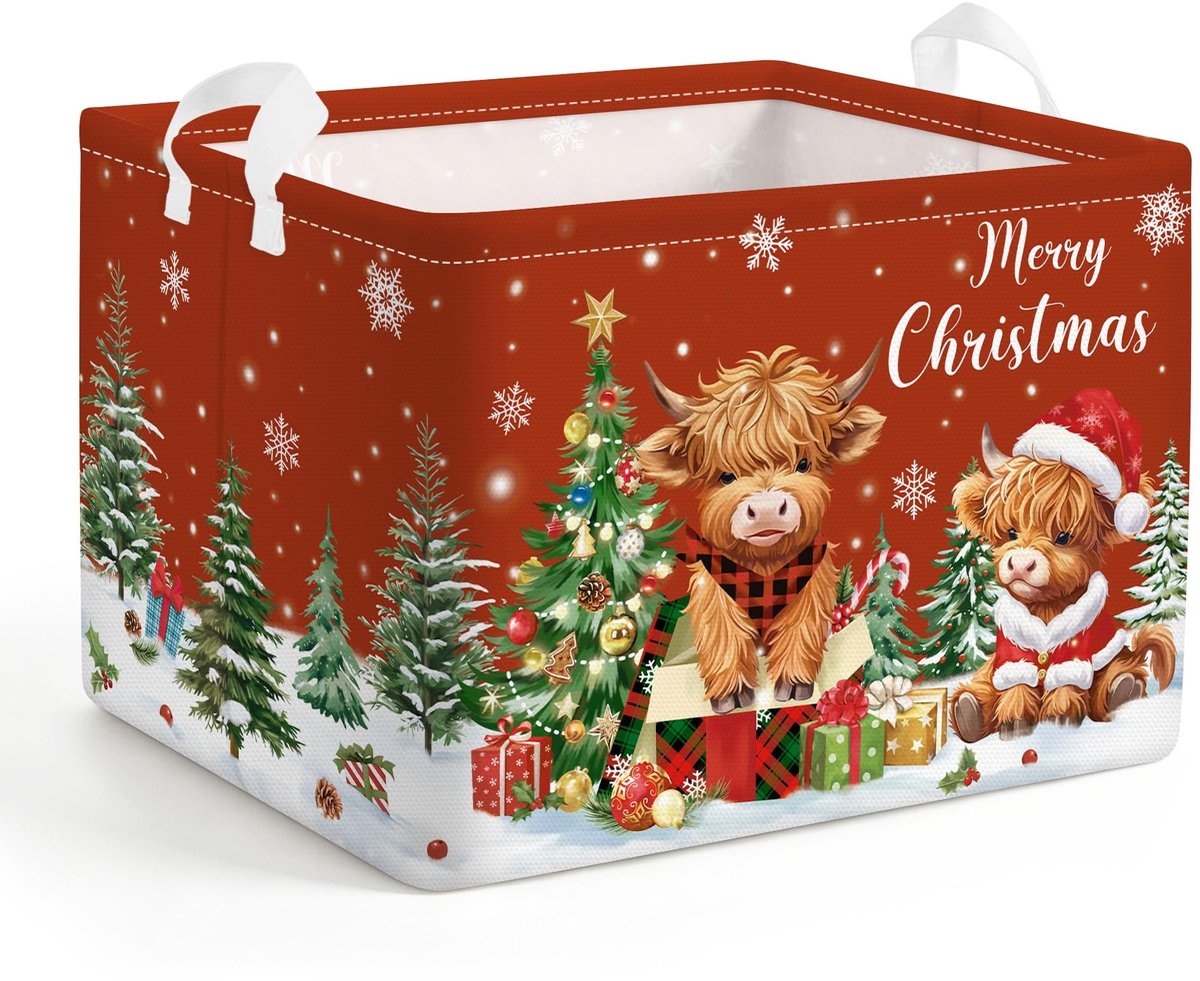 SolidKeus - Grote Opbergmand met Kerstdieren voor Kleding en Speelgoed