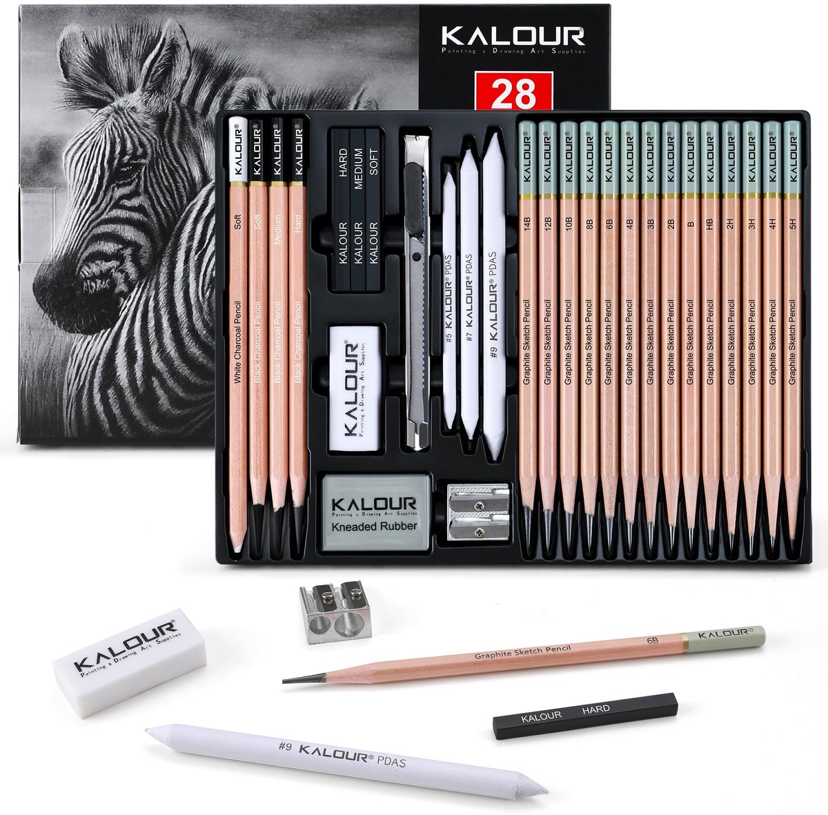 SolidKeus - Premium Sketch en Charcoal Teken Set, 28 Stuks
