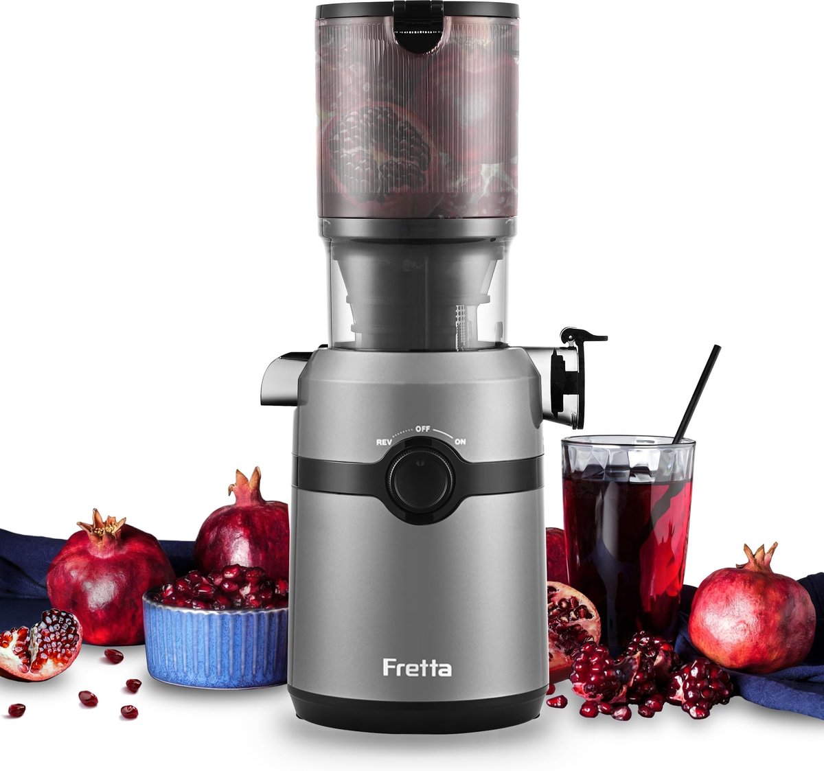 SolidKeus - Slow-Masticating Juicer met 1L Capaciteit en 108 mm Opening voor Volle Groenten en Fruit