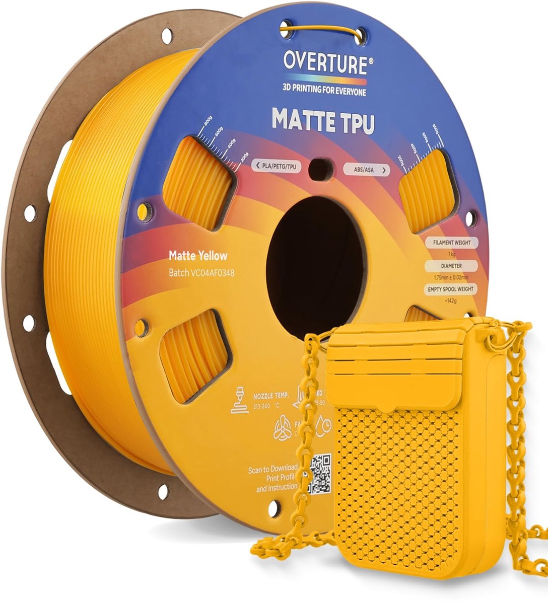 SolidKeus - Matte TPU Filament 1 kg 1,8 mm Matt Geel