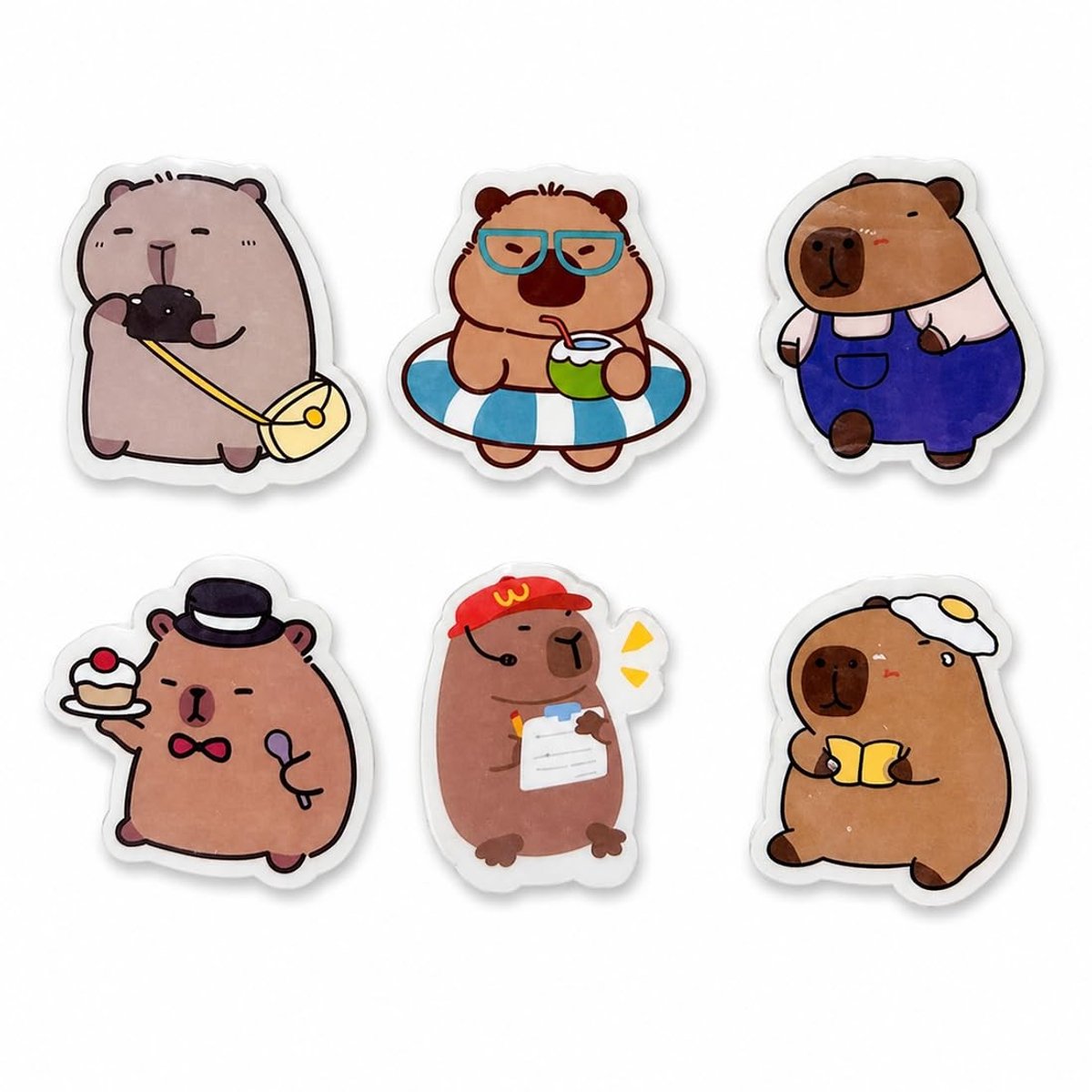SolidKeus - Set van 6 Kawaii Capibara Gummetjes