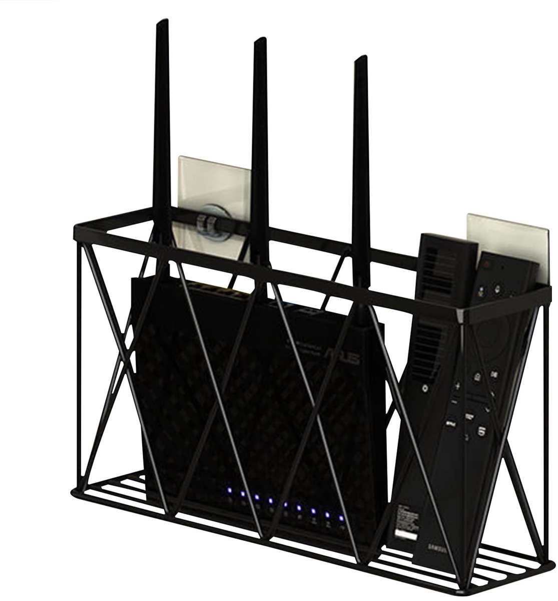 SolidKeus - Wandmontage Wifi Router Opslagbox met Open Ontwerp (Zwart)