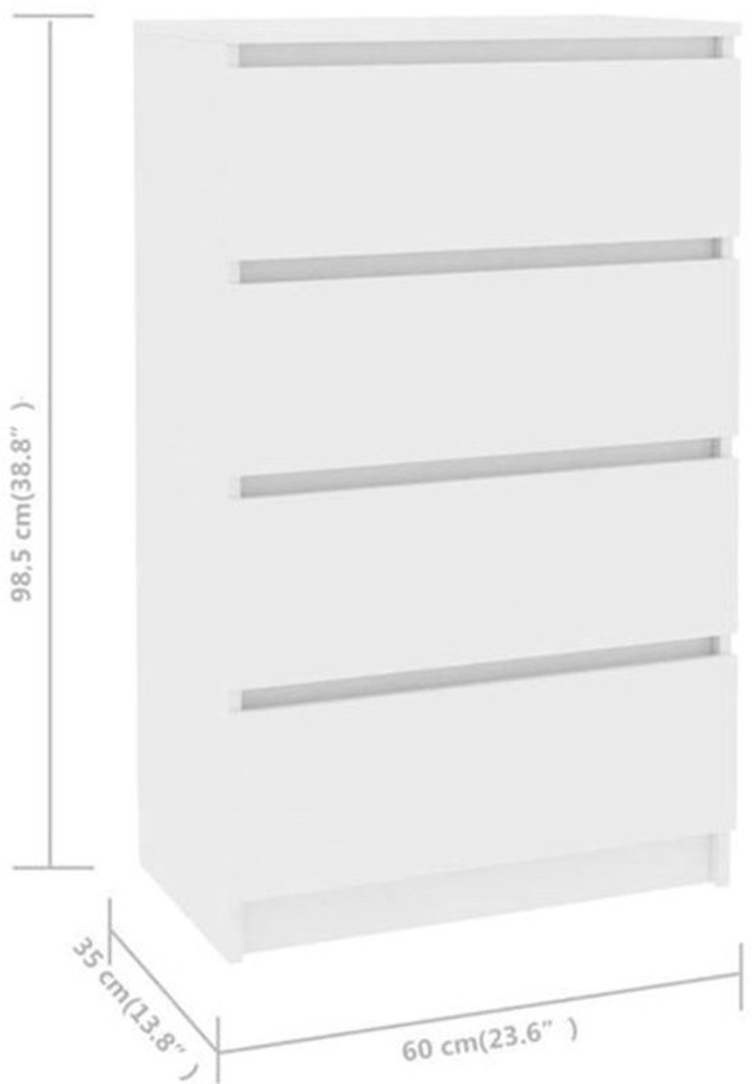 Opbergkast – Opbergmeubel – Kast – Dressoir – Witte Kast – Afsluitbaar – Duurzaam Gelamineerd Hout 60x35x98,5 cm