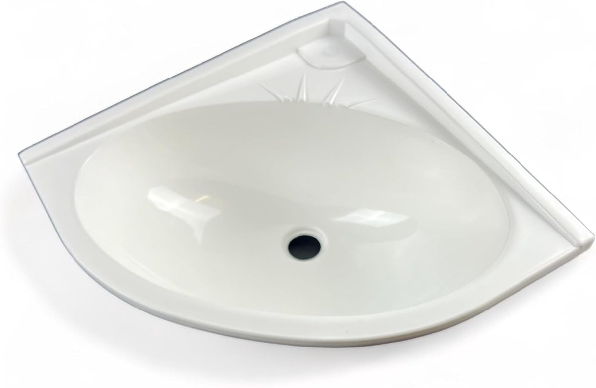 Hoekwastafel - Wit - 335 x 115 mm - Hoogglanzend PP - Voor Caravan en Camper