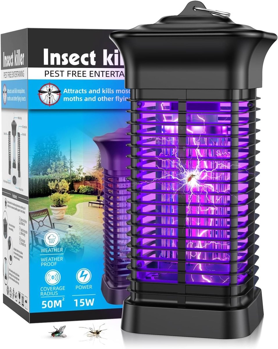 Elektrische Muggenlamp - Wit - 1,2 m Snoer - UV Muggenverjager met Hoge Spanning - Voor Binnen en Buiten