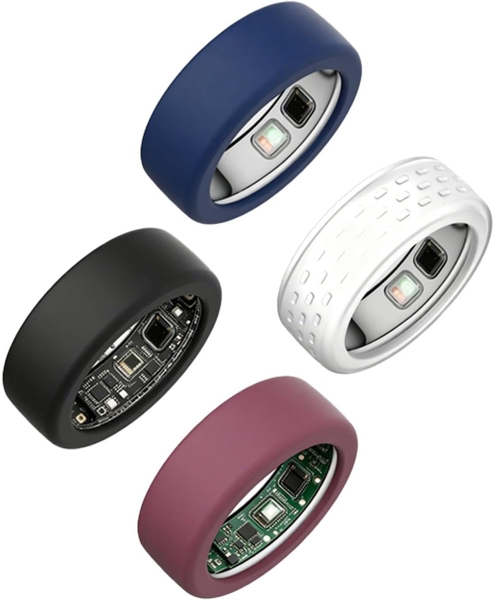 Beschermhoes voor OURA Ring 5 Smart Ring, krasbestendig, schokbestendig, zachte ringbeschermhoes, geschikt voor maat M (10/11/12/13), blauw & transparant & zwart & rood