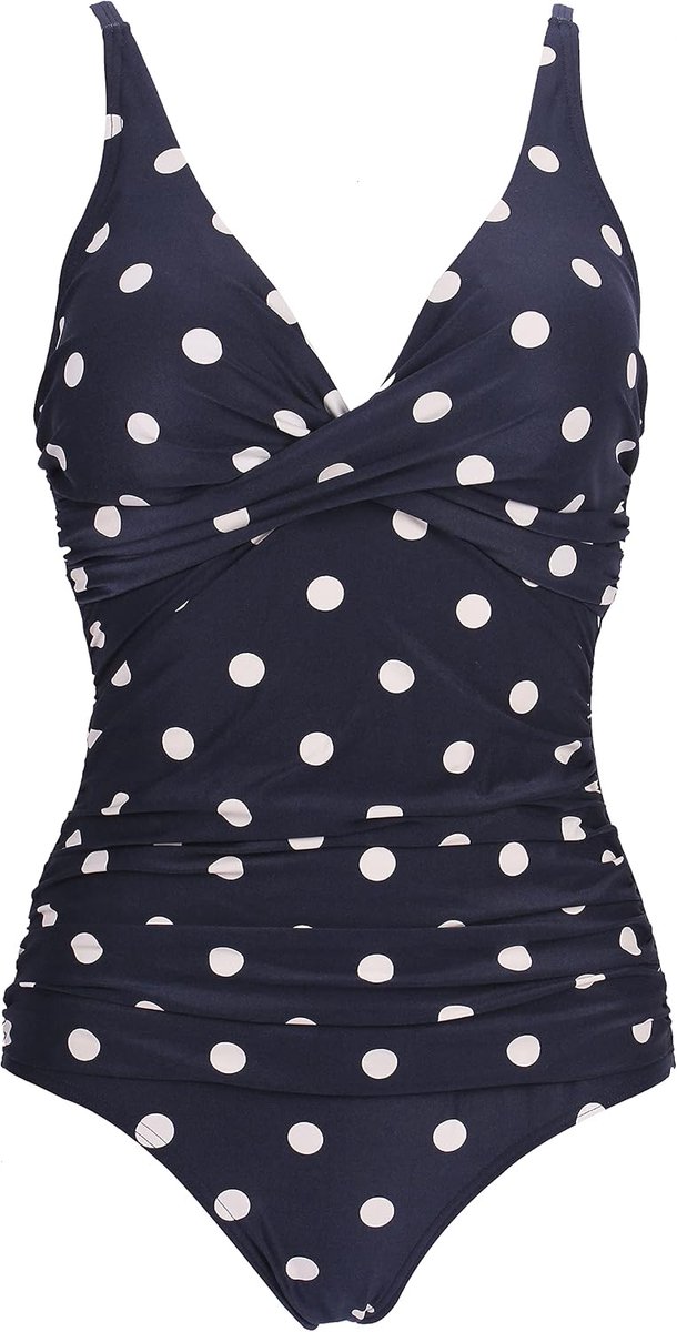 Badpak voor dames, eendelig, met V-hals en hoge taille, buikcontrole, push-up, zwempak, badmode